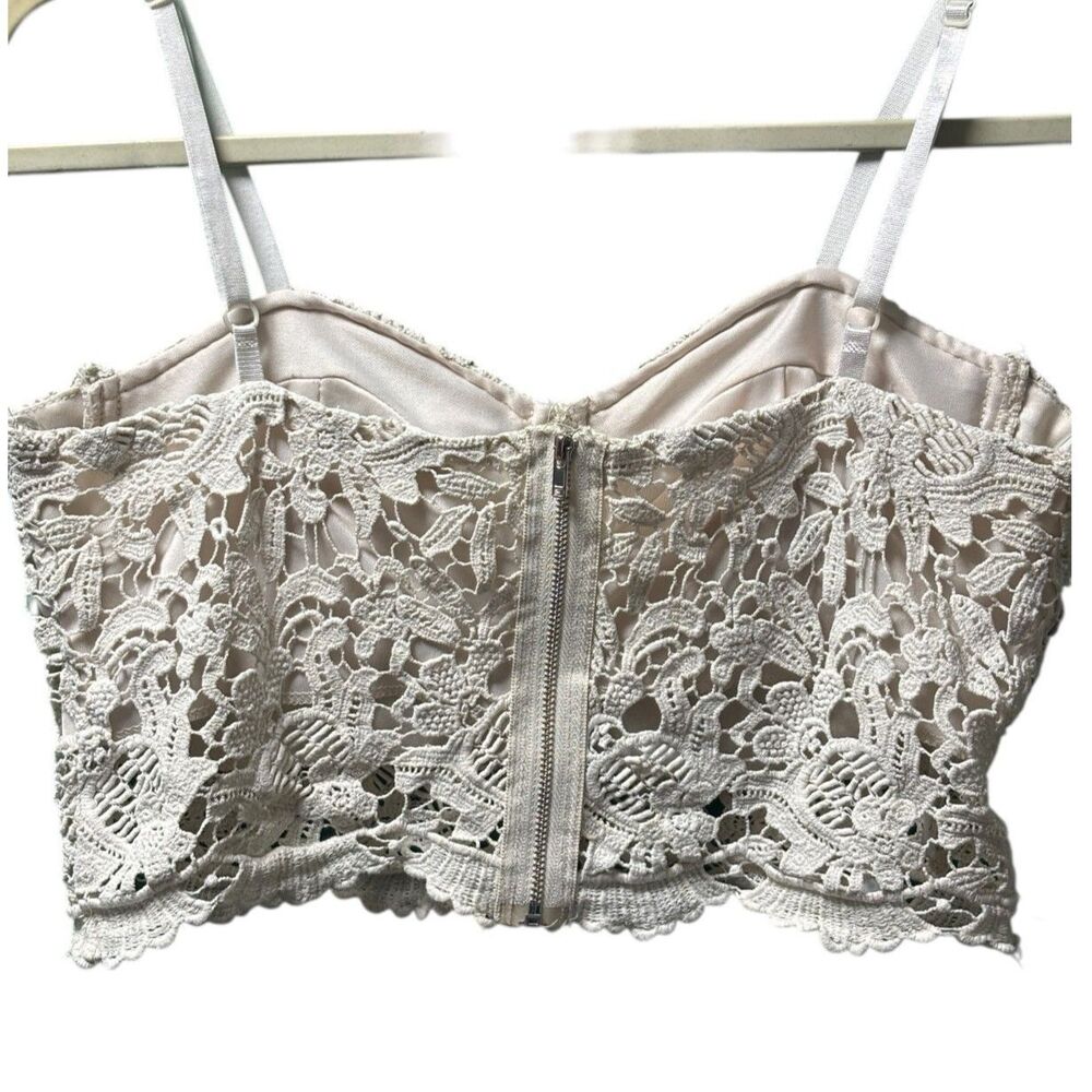 Vintage Papaya USA Off White Lace Boho Crop Top Bralette - Large - Picture 2 of 3